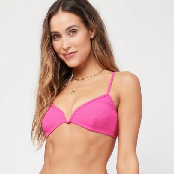 NWT L*Space Helena Bikini Top Pink Size Medium - Picture 1 of 4